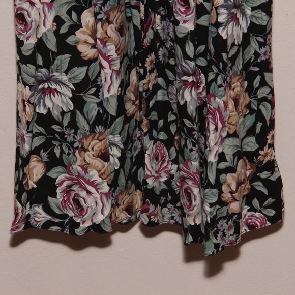 Vintage Lisa II 80s Lace Collar Floral Dress Size 14 Puff Sleeve - Picture 4 of 8